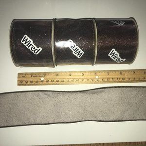 New 4 rolls brown sparkle wired ribbon